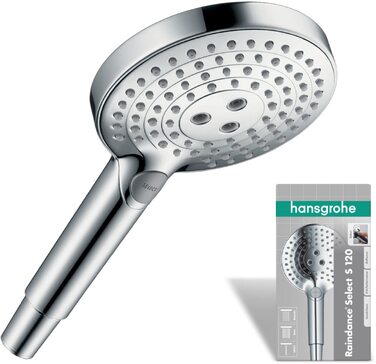 Душова лійка Hansgrohe Raindance Select S, ручна з 3 режимами розпилення, діаметр 120 мм, з функцією AntiKalk, хром