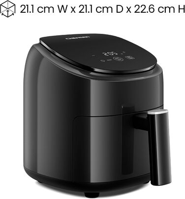 Фритюрниця без олії Chefman 2L: компактна, чорна, з антипригарним кошиком та цифровим таймером