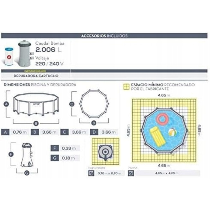 Каркасний басейн Intex Prism 26710, 366x76 см