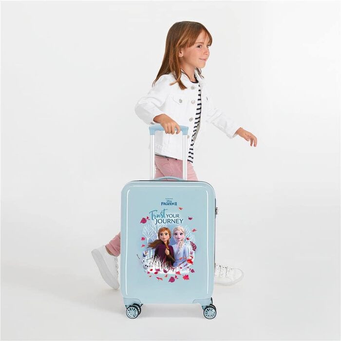 Дитяча валіза Disney Frozen Trust Your Journey, 32x55x20 см, синя, ABS пластик, кодовий замок, 32 л, 2,5 кг, 4 колеса, ручна поклажа