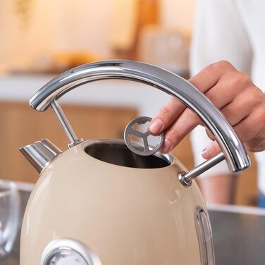 Електрочайник Cecotec ThermoSense 420 Light Beige, 1,8 л, 2200 Вт, з індикатором температури, 360° база, нержавіюча сталь, вінтажний стиль, бежевий