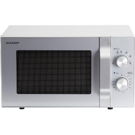 Мікрохвильова піч Sharp R204S, 20 л, 800 Вт, 6 режимів, срібляста, таймер, розморожування за вагою, скляний піддон 24,5 см
