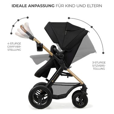 Дитяча коляска Kinderkraft MOOV2 4 в 1 з автокріслом I-SIZE, чорна (CLASSIC)