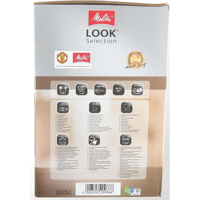 Кавоварка фільтраційна Melitta Look IV Selection з скляною колбою, 10 чашок, краплестоп, чорна