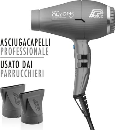Фен Parlux Alyon Ionic Graphite Matt – іонний, графітовий, матовий, професійний фен для волосся