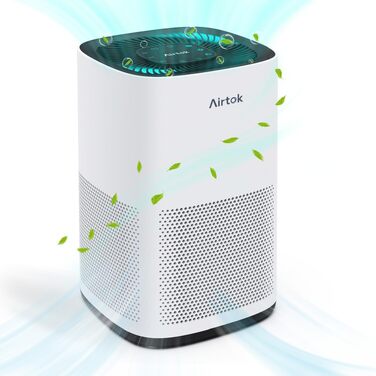 Очищувач повітря AIRTOK AP1001 з HEPA H13 фільтром для приміщень до 92 м², від алергенів, пилу та запахів, з нічником, таймером та захистом від дітей, 24дБ, CADR 230 м³/год