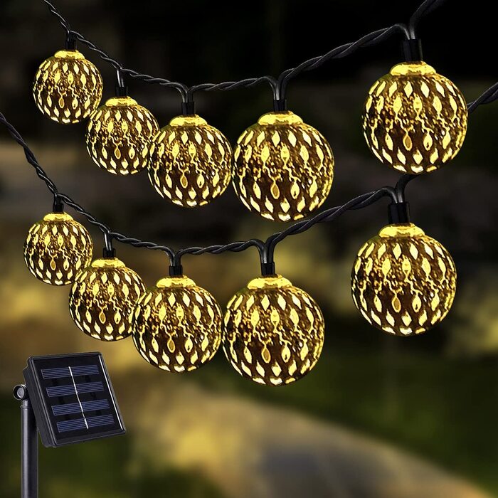 Світлодіодна гірлянда NLNEY 7 м, 50 LED, кулі, сонячна батарея, водонепроникна, для вулиці та дому, тепле біле світло, для саду, балкона, весілля, Різдва