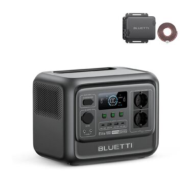 Портативна зарядна станція BLUETTI Elite 100 V2, 1024Вт-год, LiFePO4, 2x1800Вт AC виходи, чорна (комплект із зарядним пристроєм)