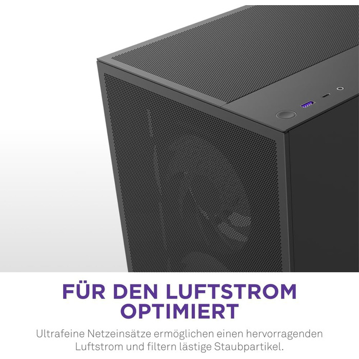 NZXT H5 Flow RGB 2024 – компактний ATX корпус для геймінгу з високим повітряним потоком, F360 RGB, підтримка радіаторів 360 мм (фронт) і 240 мм (верх), загартоване скло, чорний