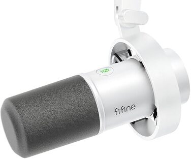 Динамічний XLR USB-мікрофон FIFINE для студії, стрімінгу, подкастів, геймінгу, ПК, PS4/5, Mac, мікшерів і звукових карт, білий