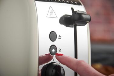 Тостер Russell Hobbs Colours Plus Edelstahl Creme на 2 тости, нержавіюча сталь - з підставкою для булочок, 6 режимів підсмажування, розморожування, Lift & Look, 1600 Вт