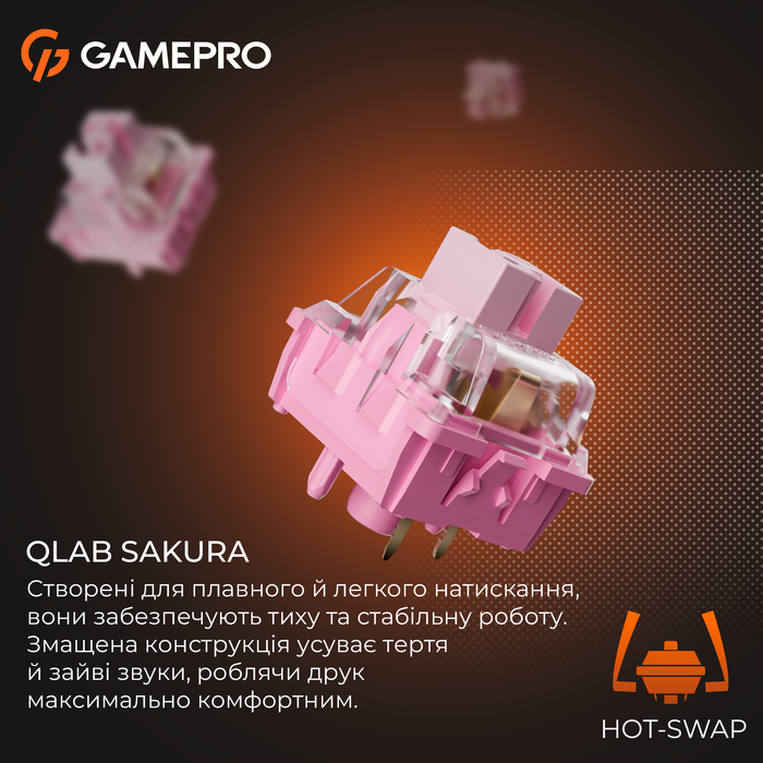 Дротова механічна клавіатура GamePro MK160 V2 Warden QLAB Sakura Black (MK160-V2-B-QS)