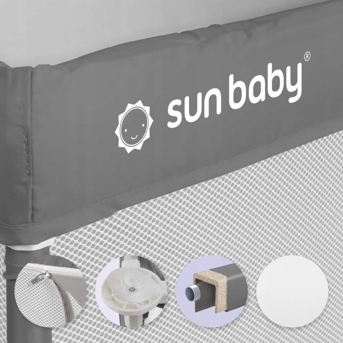 Манеж Sun Baby сірий з каркасом, 150x200x68 см
