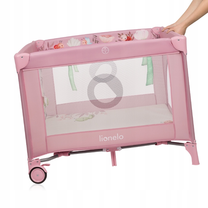 Манеж для дитини Lionelo Mille+ складаний, з матрацом, сумкою для транспортування та колесами
