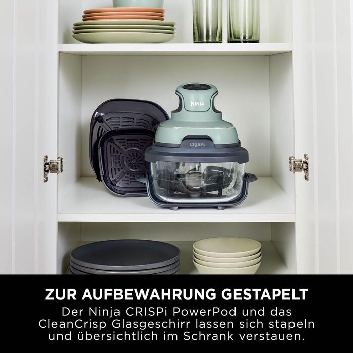 Ninja CRISPi Airfryer: Фритюрниця-конвекційна піч, 3.8 л, 4-в-1, 1700 Вт, Sage (FN101EUSTGD)