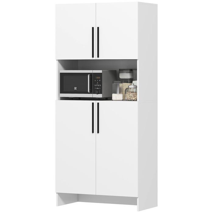 Шафа для кухні, шафа для зберігання продуктів, для кухні, вітальні, їдальні, шафи, полиці, полиця для мікрохвильової печі, ДСП, білий