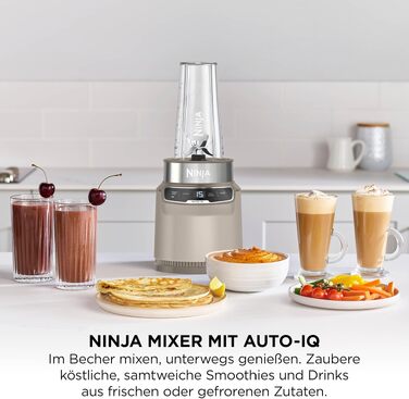 Персональний блендер Ninja BN500EUSD1 з технологією Auto-iQ, мотор 1000 Вт, чаша 700 мл, колір Stonegold (сірий/золотий)