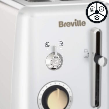 Тостер Breville Mostra для 2 скибок з підставкою для булочок, сріблястий з золотими акцентами