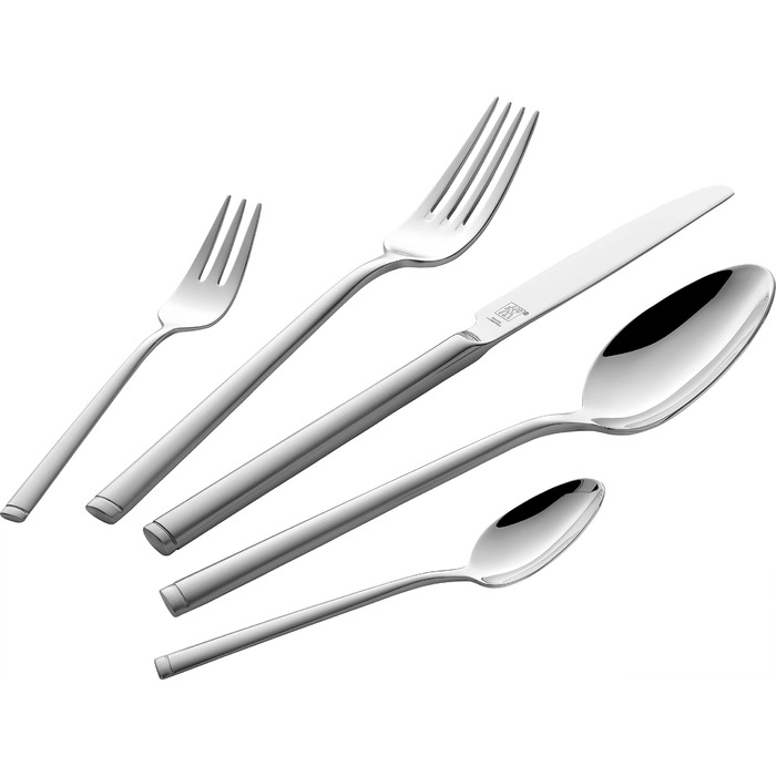 Набір столових приборів ZWILLING Senses 68 предметів (на 12 осіб), нержавіюча сталь 18/10, матова поверхня, придатний для миття в посудомийній машині, сріблястий/чорний