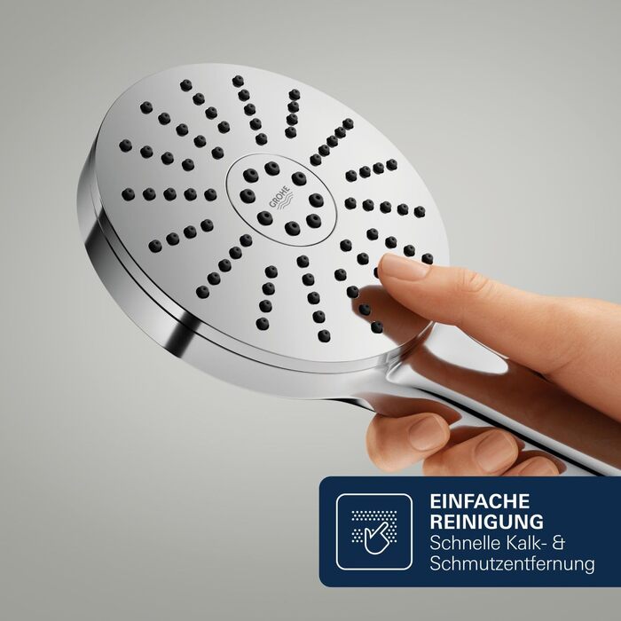 Душова лійка GROHE Vitalio Joy 120 з функцією Boost та AquaBooster, 3 режими струменя, економна (8 л/хв), хром, 1348640000