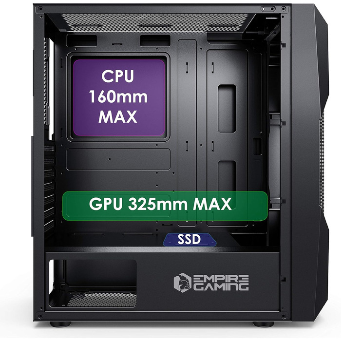Корпус для ПК Empire Gaming Onyx ARGB, середній ATX, mATX, ITX, 4 адресовані RGB-вентилятори (1×200 мм, 3×120 мм), бокова панель із загартованого скла