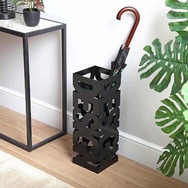 Сучасна металева підставка для парасольок Versa Design, чорна, 52x19x19 см, для передпокою, кімнати чи холу