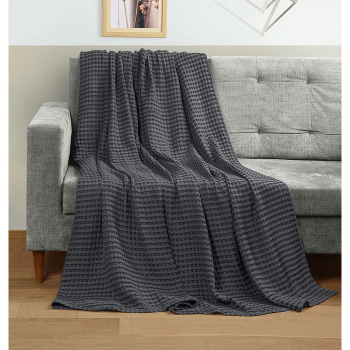 Комплект вафельних ковдр Utopia Bedding з 100% бавовни, літні легкі ковдри (4 шт.), 228x228 см, антрацит
