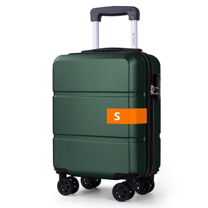 Валіза для подорожей Gepäck, ручний багаж Trolley, жорсткий корпус, коліщатка 360°, кодовий замок, телескопічна ручка, S (46см, 26л), темно-зелений