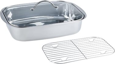 Братер Kelomat Classico 36x24,5x9 см, нержавіюча сталь 18/10, з кришкою і решіткою, для індукції