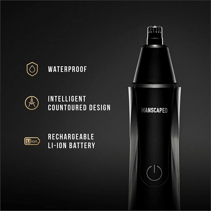 Тример для вух та носа MANSCAPED Weed Whacker, гіпоалергенний, акумуляторний, 9000 об/хв, для вологого і сухого гоління, з нержавіючої сталі