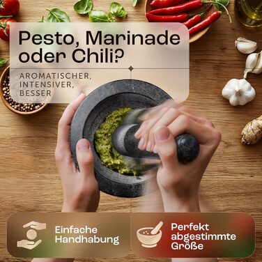 Набір для розмелювання спецій Madeco з граніту на дубовому постаменті, Ø 14,5 см - для спецій, трав та горіхів