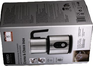 Електричний спінер для молока Caso Crema & Choco Inox, 4 функції, підходить для рослинного молока, нержавіюча сталь, термоізольована ручка, сенсорне LED-управління