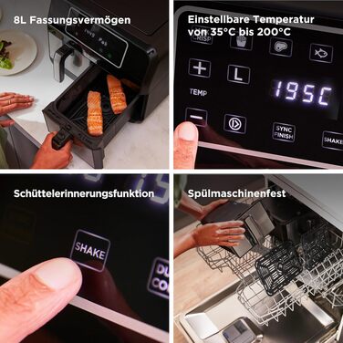 Аерофритюрниця з двома чашами Kenwood kHealthy Fry HFM20.000MB, 8л (2x4л), 8 програм, Dual Cook & Sync Finish, сенсорний дисплей, антипригарне покриття