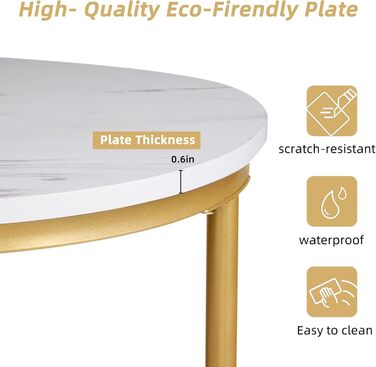 Стіл приставний набір 2 шт. soges, сучасний журнальний стіл, кавовий столик для вітальні, білий, дизайнерський комплект меблів