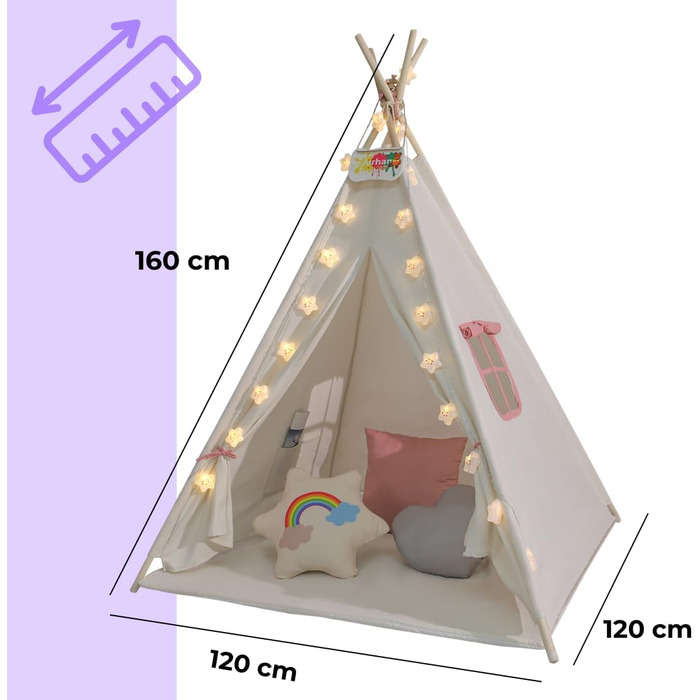 Дитячий намет Kinder Tipi Julia, 120x120x160 см, рожево-бежевий