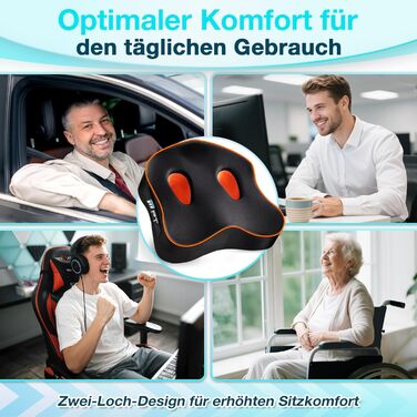 Ергономічна подушка для сидіння з memory foam для офісного крісла та авто, подушка для офісу, авто та дому, знімна та пральна наволочка, неслизька M (60–85 кг) (XL-Mittel (60–100 кг))
