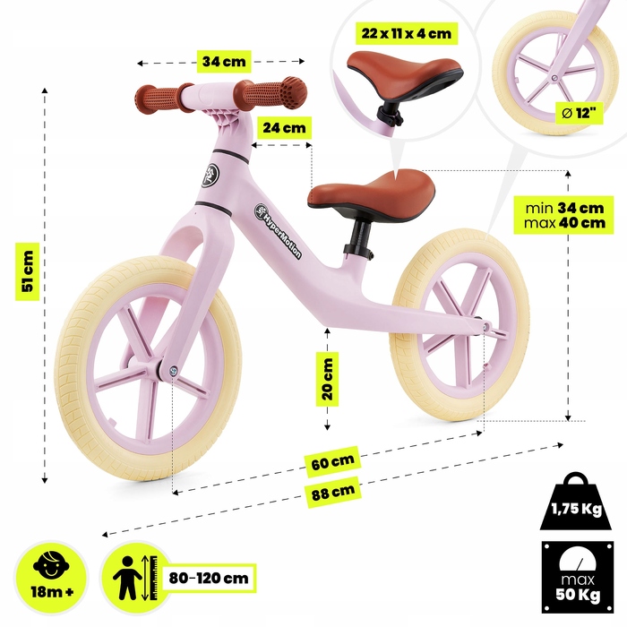 Бігове велосипед HyperMotion Marcelo Pink 12