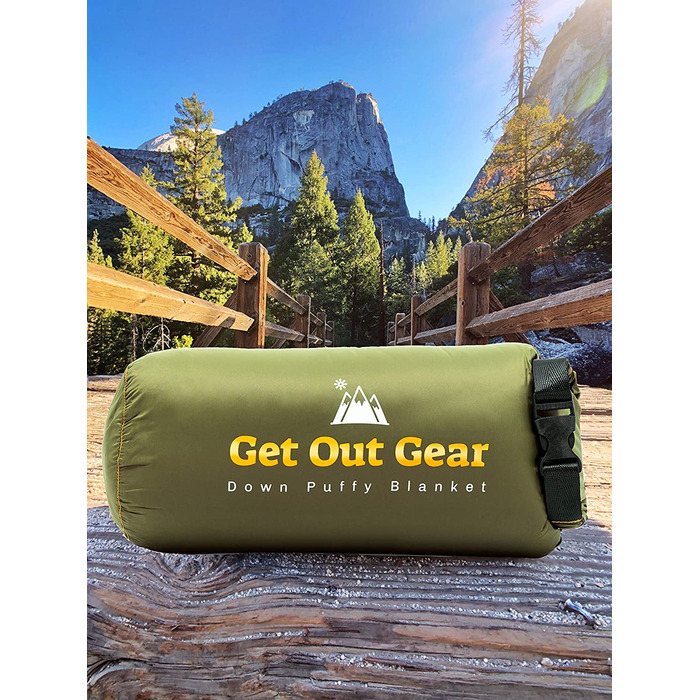 Пухова кемпінг-ковдра Get Out Gear для вулиці, легка, компактна, водонепроникна, 650 fill power, для туризму, подорожей, гамака, оливково-оранжева
