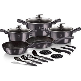 Набір кухонного посуду Berlinger Haus 17 предметів, серія Metallic Line Carbon Pro Edition, металевий