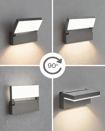 Світильник вуличний настінний LED EBION 18W, поворотний на 90°, водонепроникний IP54, алюміній, 4000K, антрацит