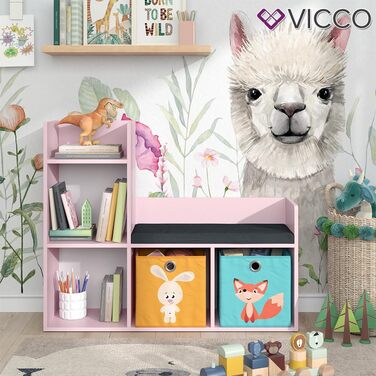 Дитячий стелаж Vicco Luigi рожевий 107,2x88,6 см з 2 коробками