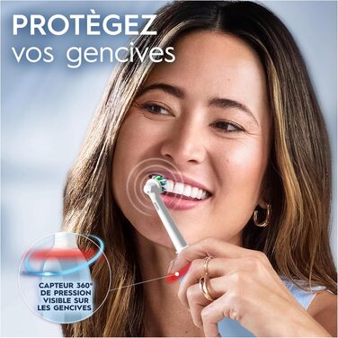 Електричні зубні щітки Oral-B Pro 3 3900, набір з 2 шт та 3 насадками, 3 режими чищення, 360° контроль тиску, від Braun, білий/чорний