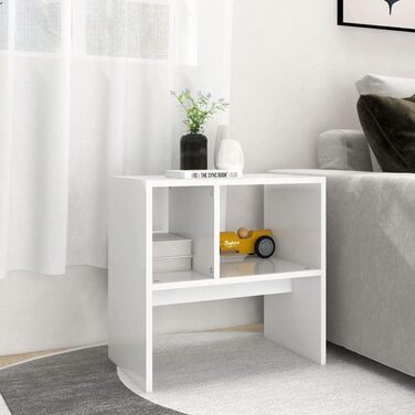 Журнальний стіл vidaXL з місцем для зберігання, білий, 50x30x50 см, деревностружковий, для вітальні, кавовий стіл, тумба для дивана