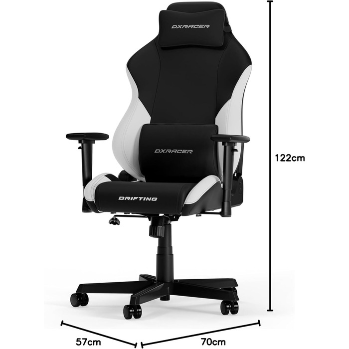 Ігрове крісло DXRacer DRIFTING L, чорне-біле, EPU шкіра, оригінал