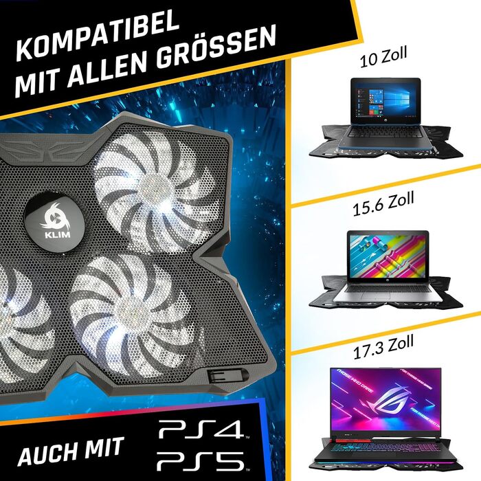 Охолоджувач для ноутбука Wind з 4 вентиляторами, USB-живлення, для PC та Mac, білий