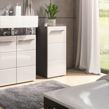 Комод DEINE TANTE EMMA 36-415-P2 глянець білий/антрацит, для ванної, 34x72x31 см