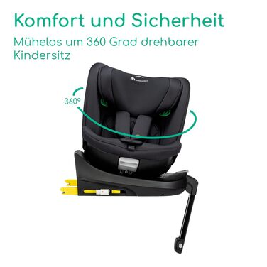 Дитяче автокрісло Bebeconfort 360 i-Size RevolveFix Plus (40–150 см), поворотне, Full Black