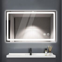 LED дзеркало для ванної кімнати KLGFI з підсвіткою, сенсорним вимикачем та функцією антизапар, 50 x 70 см