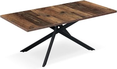 Розсувний обідній стіл LARS B&D Home, 120-160 x 80 см, на 4-6 осіб, з масиву дерева Texas-Eiche, чорний, для кухні/їдальні, індустріальний стиль