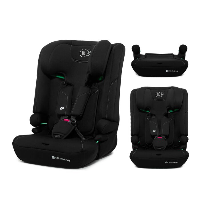 Автокрісло Kinderkraft I-COMFY 76-150 см, Регульоване, Чорне. Система Easy Grow, 5-точкові ремені безпеки, Легке встановлення
